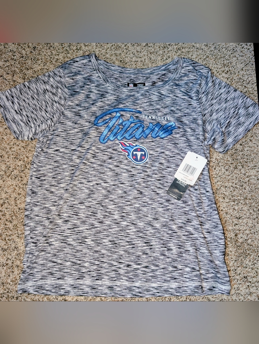 New NFL Tennessee Titans Gray and Blue Script Logo Tee